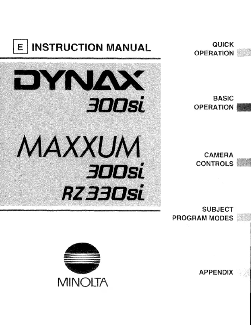 Page n°1 - Manuel utilisateur Konica Minolta Maxxum 300Si