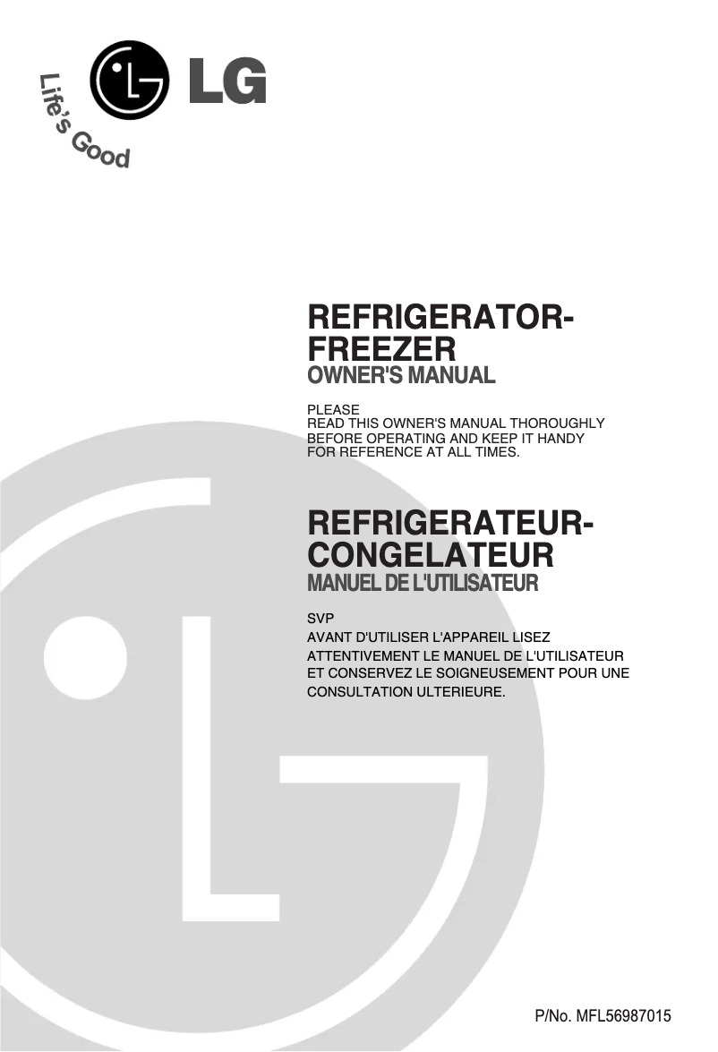 Image de la première page du manuel de l'appareil GN-V292RLCK