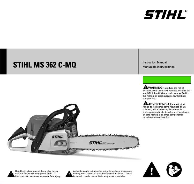 Page 1 de la notice Manuel utilisateur Stihl MS 362 C-MQ