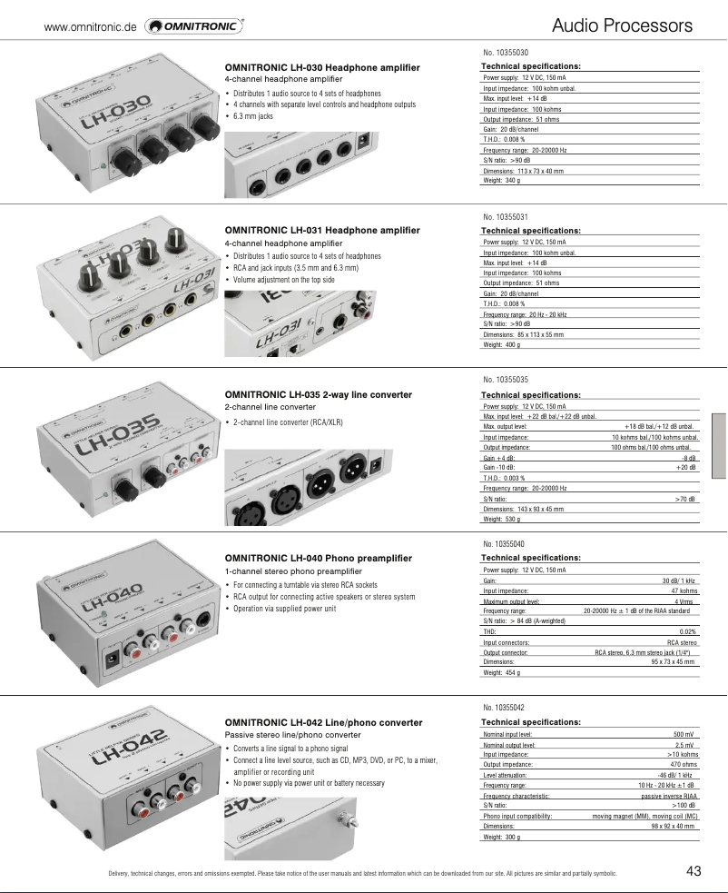 Page 1 de la notice Catalogue Omnitronic LH-040