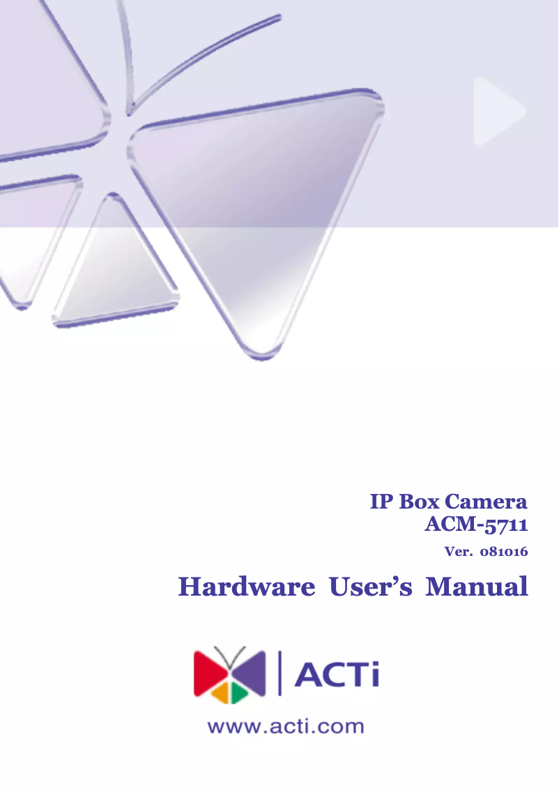 Page n°1 - Manuel utilisateur ACTi ACM-5711N