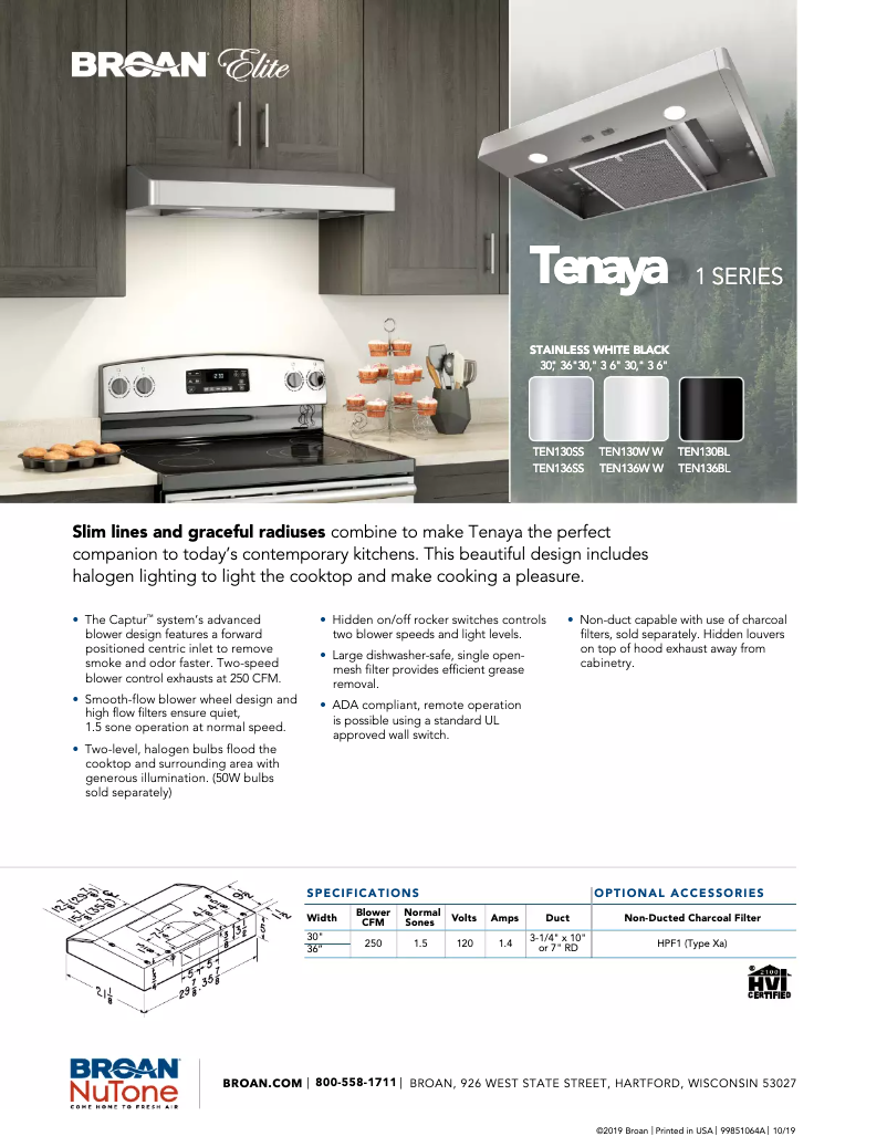 Page n°1 - Brochure Broan TEN130WW