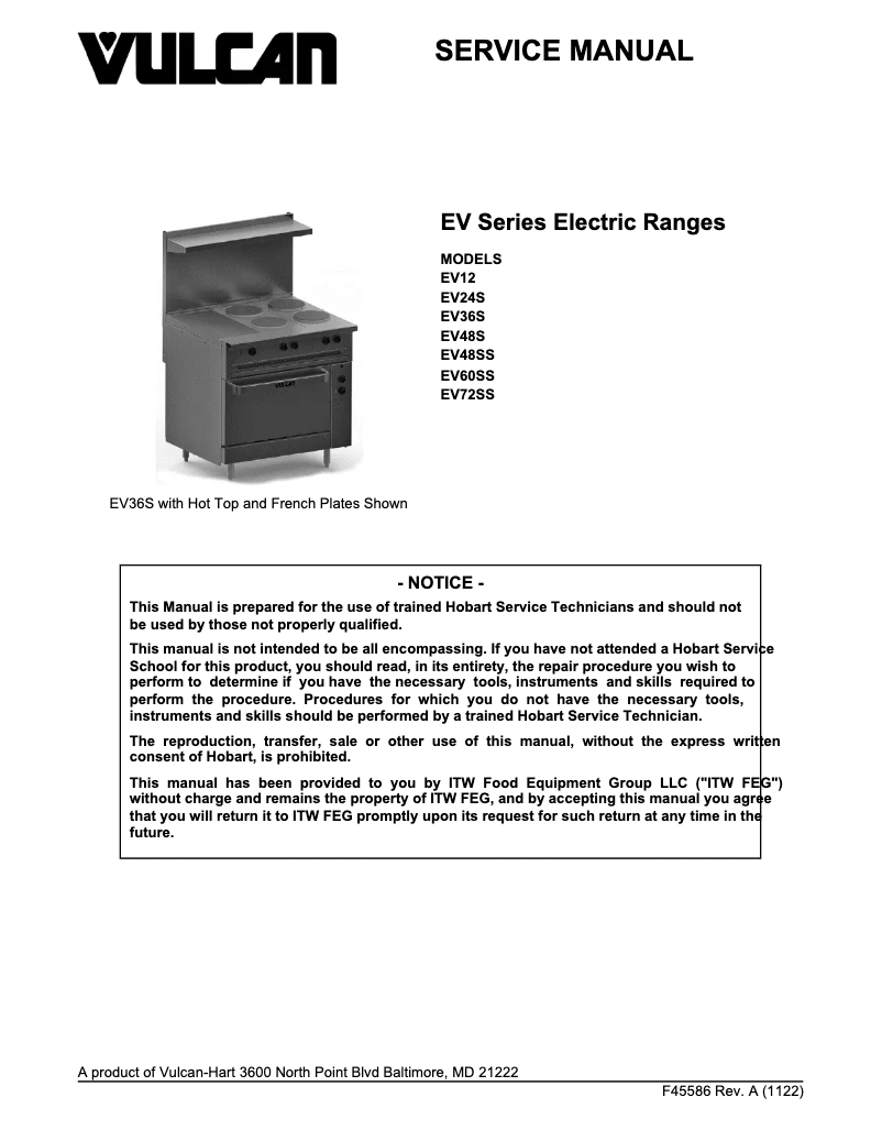 Page n°1 - Manuel utilisateur Vulcan EV36S-2FP2HT