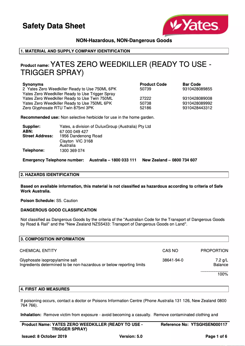Image de la première page du manuel de l'appareil Zero Weedkiller