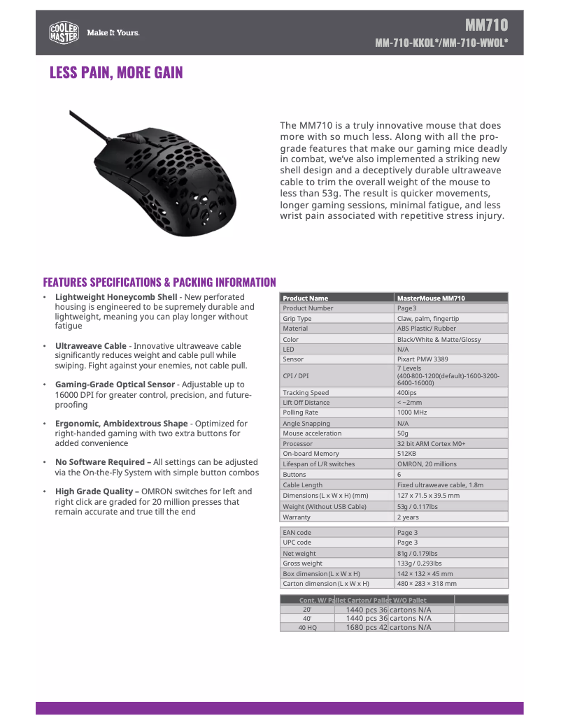 Page n°1 - Manuel utilisateur Cooler Master MM710