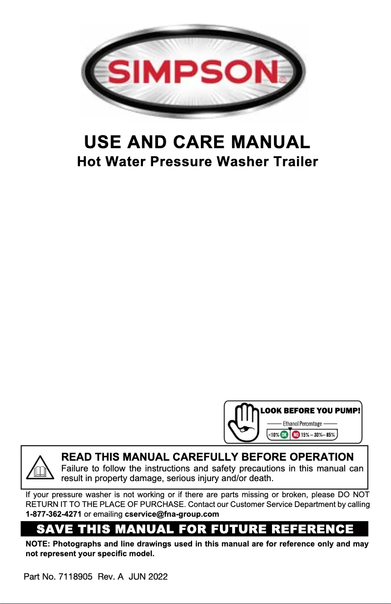 Page n°1 - Manuel utilisateur Simpson Mini Brute Trailer MBT-4040252E