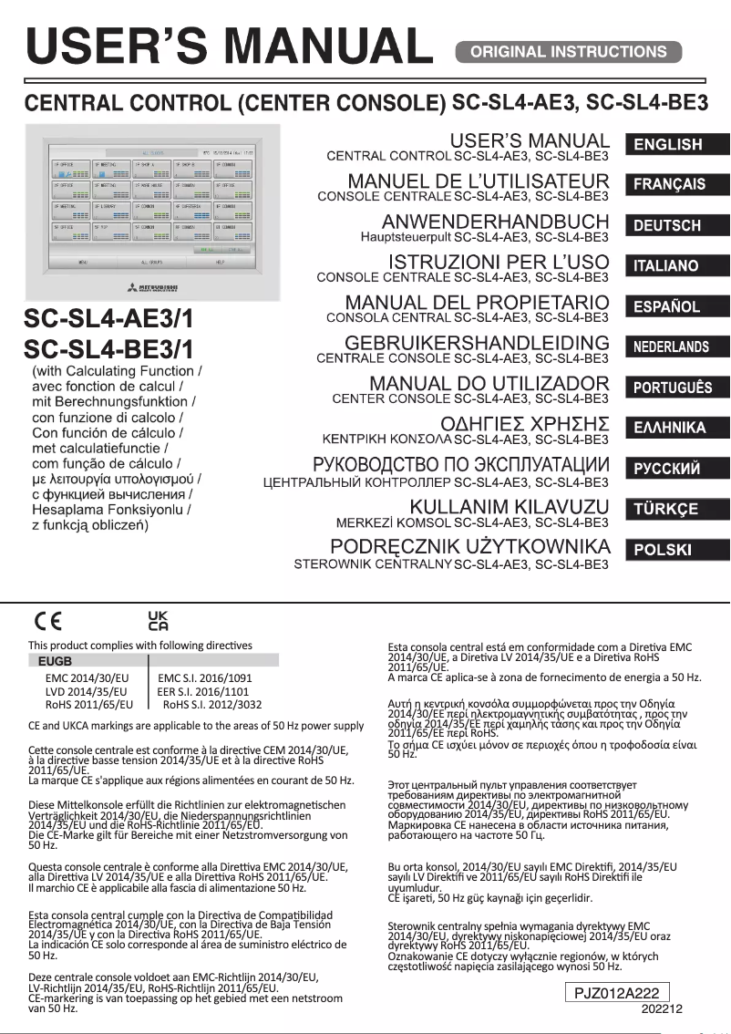 Page 1 de la notice Manuel utilisateur Mitsubishi SC-SL4-BE3