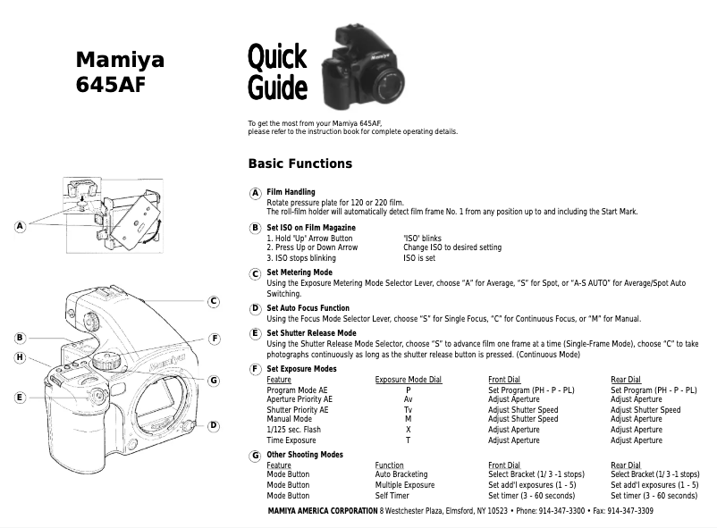Page n°1 - Manuel utilisateur Mamiya 645 AF