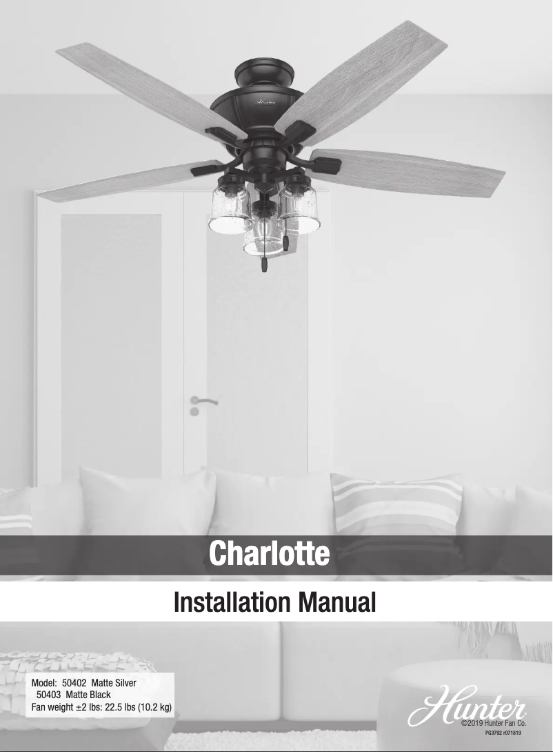 Página 1 del manual Manual de usuario Hunter Charlotte 50402