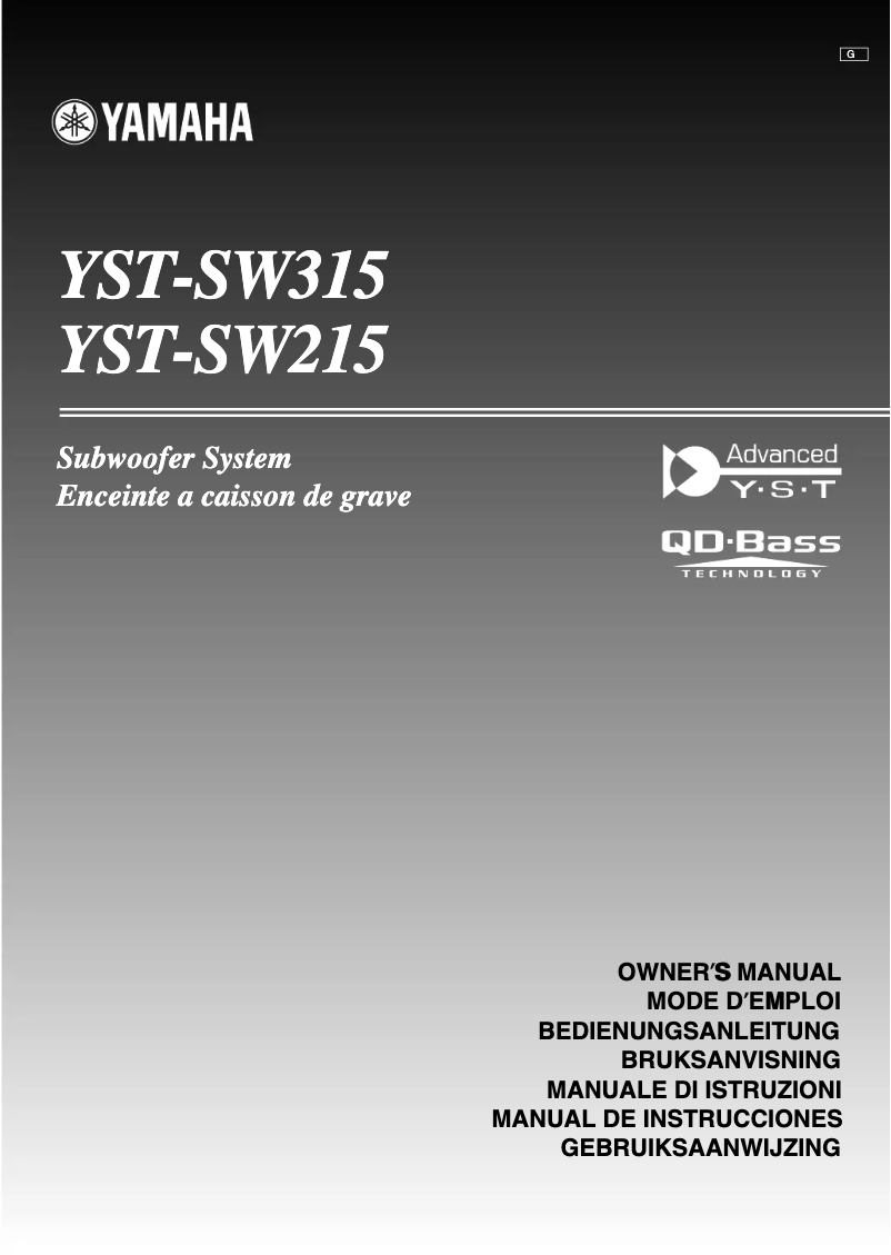 Page n°1 - Manuel utilisateur Yamaha YST-SW315