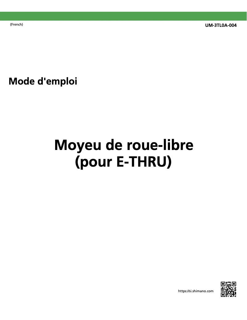 Page 1 de la notice Manuel utilisateur Shimano FH-M9111-B