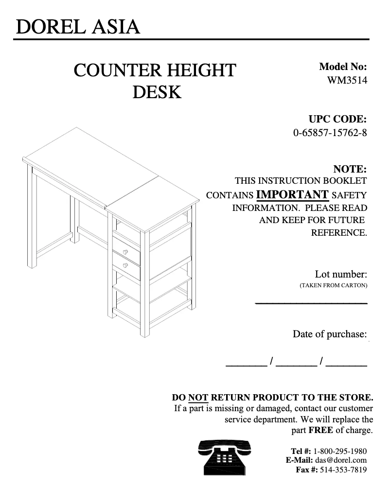 Page 1 de la notice Manuel utilisateur Dorel WM3514