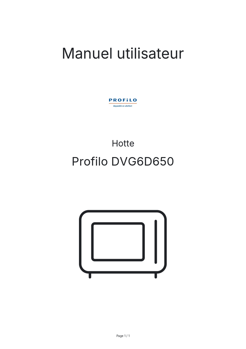 Page n°1 - Manuel utilisateur Profilo DVG6D650