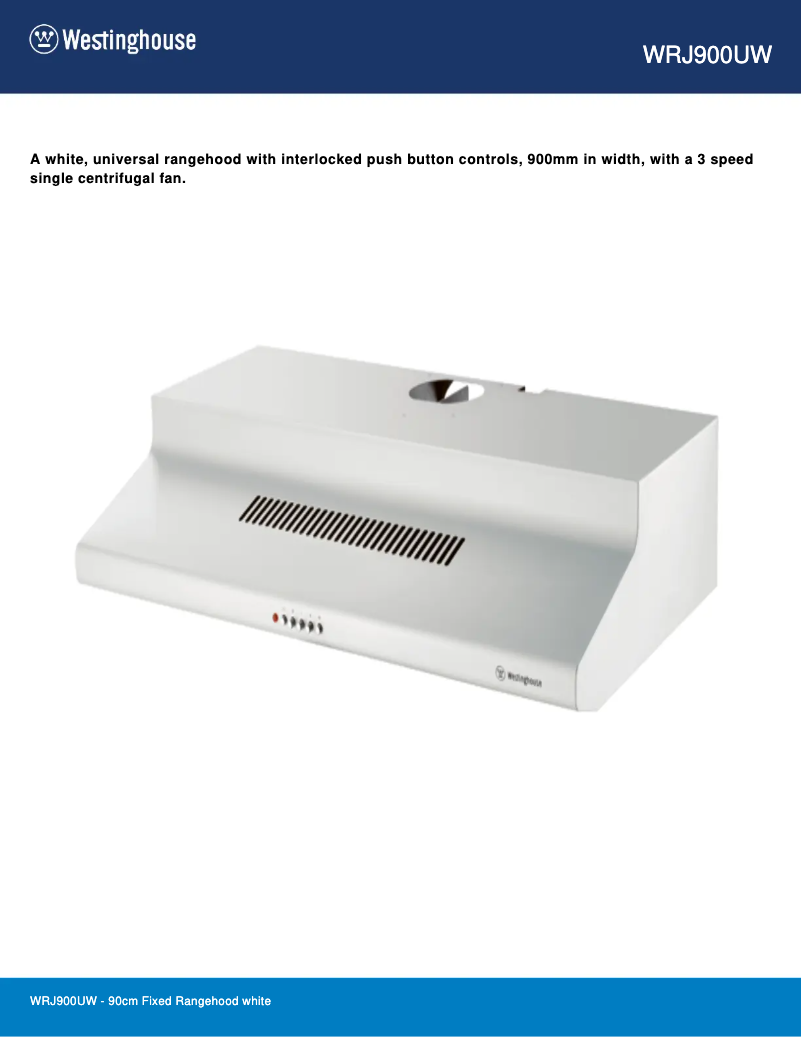 Page 1 de la notice Fiche technique Westinghouse WRJ900UW