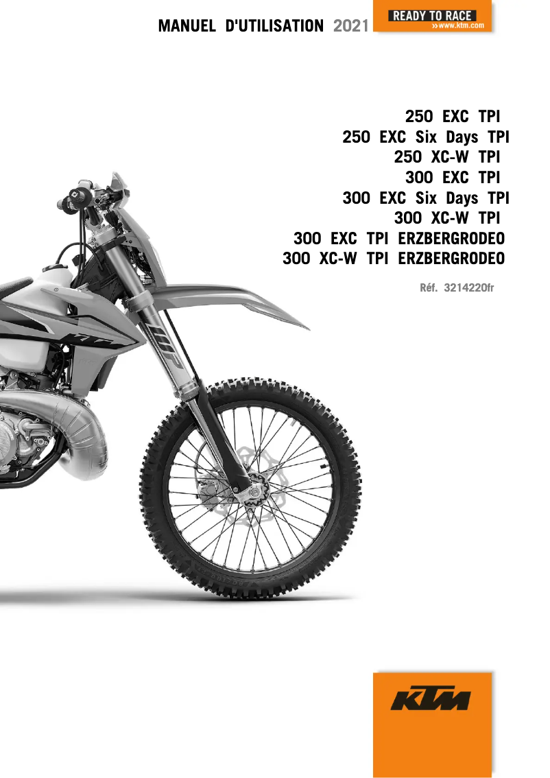 Image de la première page du manuel de l'appareil 250 XC-W TPI (2021)