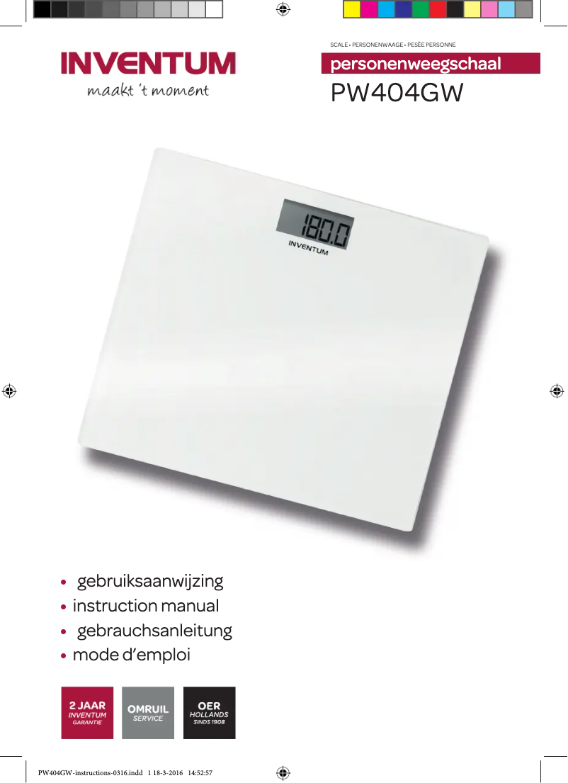 Page n°1 - Manuel utilisateur Inventum PW404GW