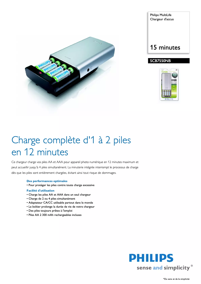Page n°1 - Fiche technique Philips MultiLife SCB7550NB