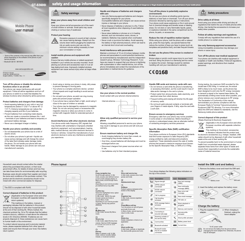 Image de la première page du manuel de l'appareil Metro S3600i