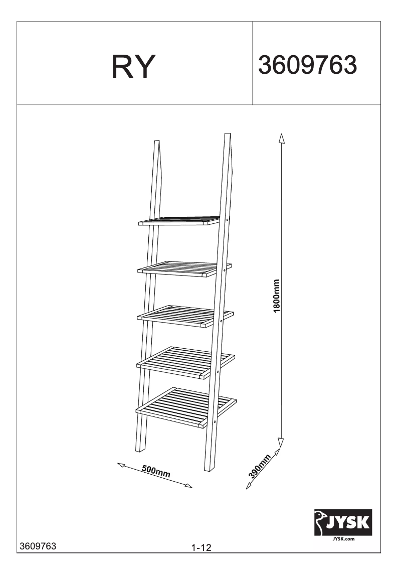 Page 1 de la notice Manuel utilisateur JYSK Ry (50x180x39)