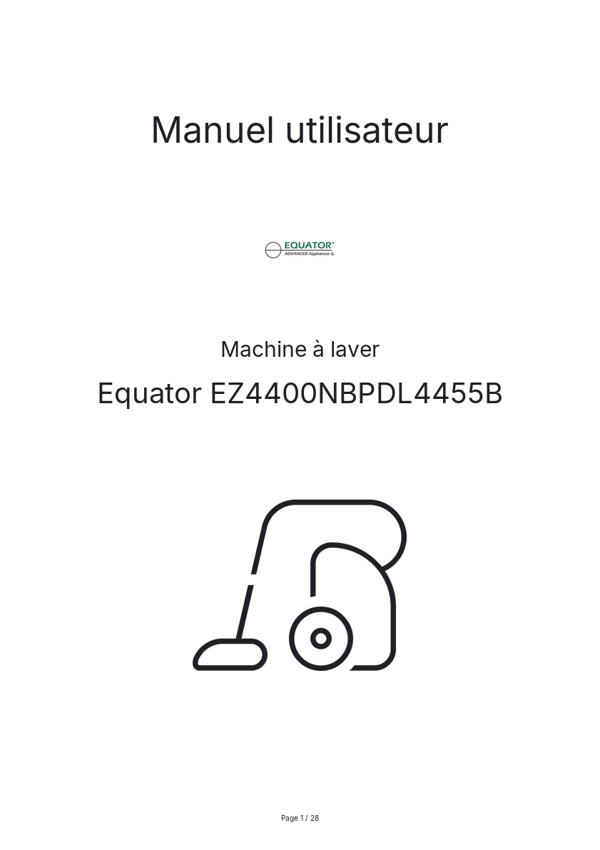 Page n°1 - Manuel utilisateur Equator EZ4400NBPDL4455B