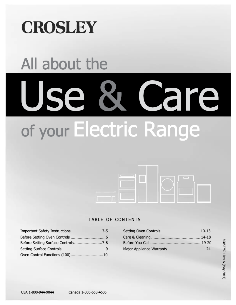 Page 1 de la notice Manuel utilisateur Crosley CRE3580QS