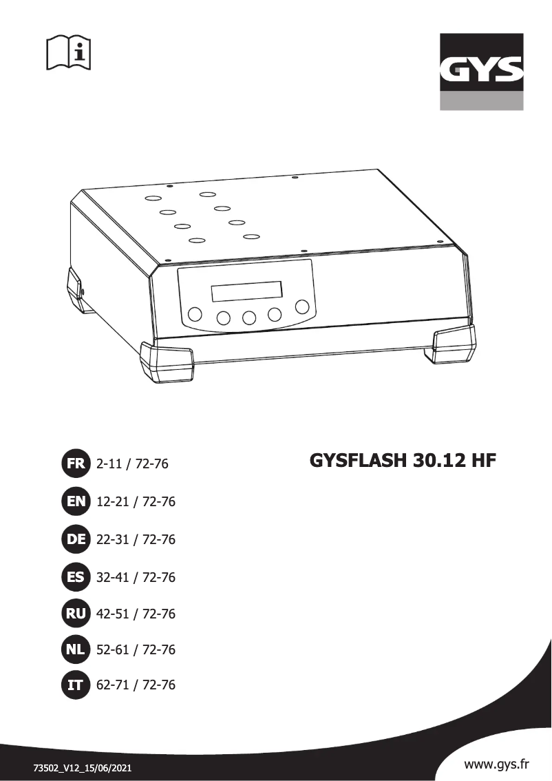 Image de la première page du manuel de l'appareil Gysflash 30-12 HF
