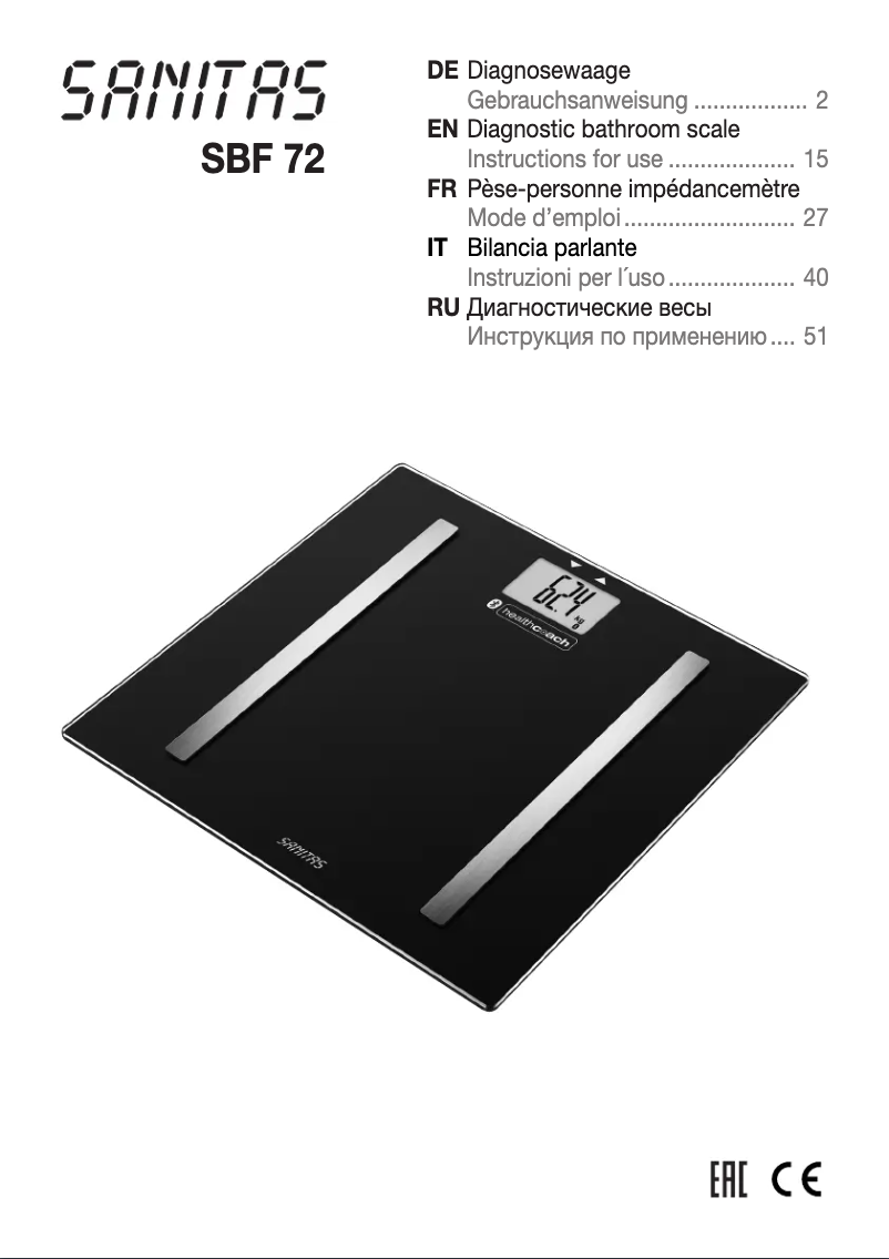 Image de la première page du manuel de l'appareil SBF 72