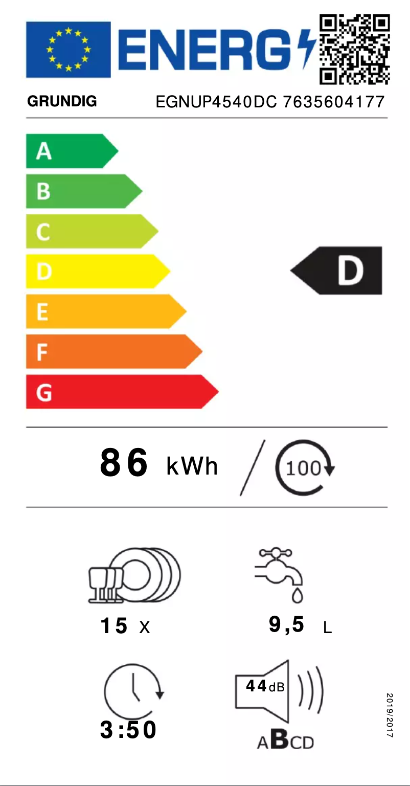Page n°1 - Label énergétique Grundig EGNUP 4540 DC