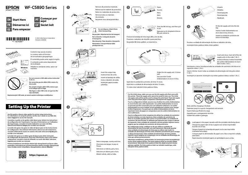 Page 1 de la notice Guide d'installation Epson WorkForce Pro WF-C5890DWF