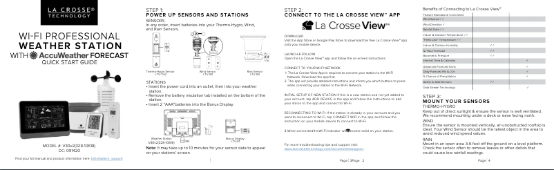 Página 1 del manual Guía de inicio rápido La Crosse Technology 328-10618V3