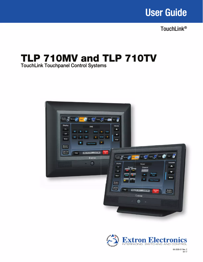 Page 1 of the manual User Manual Extron TLP 710MV