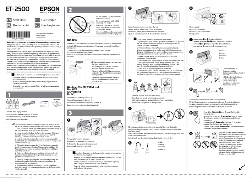Page 1 de la notice Guide d'installation Epson Expression ET-2500