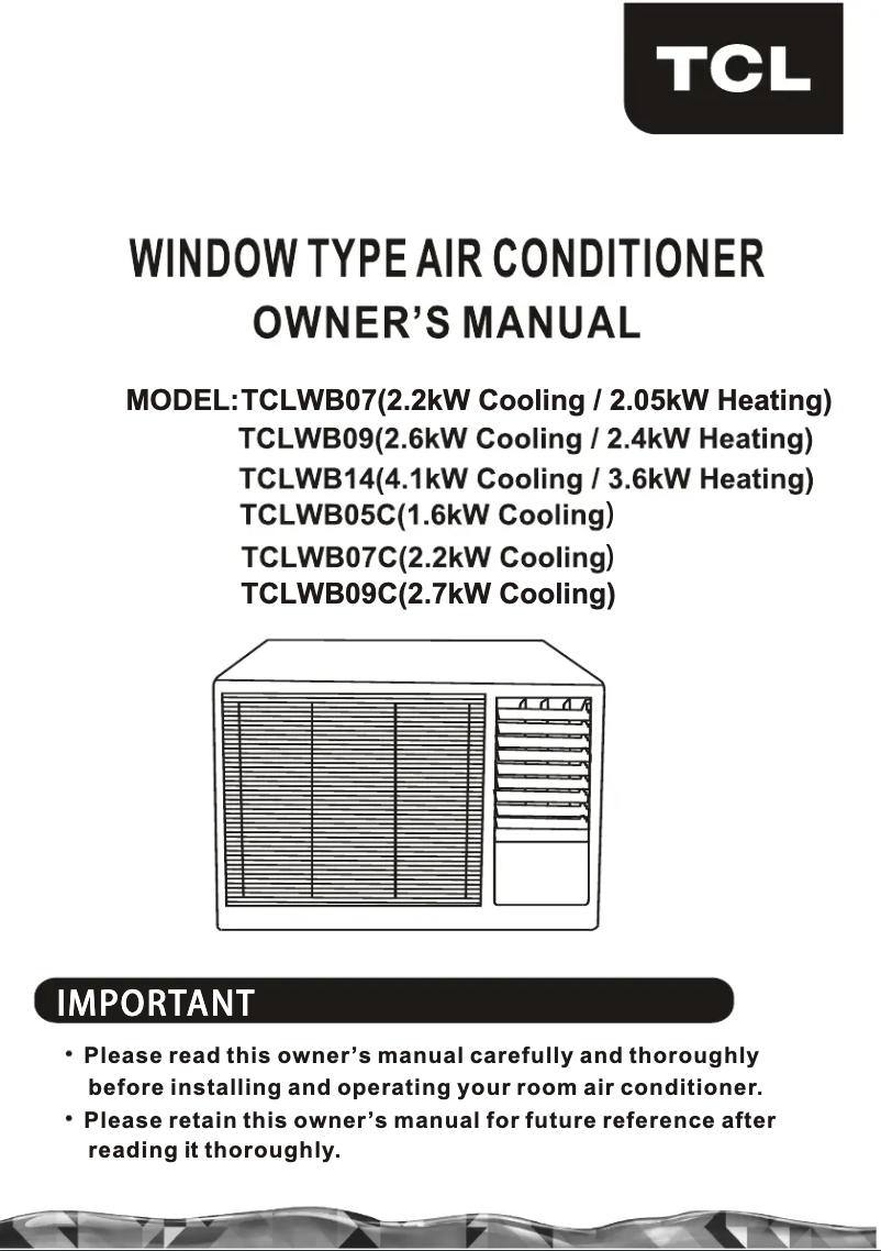 Page 1 de la notice Manuel utilisateur TCL TCLWB14