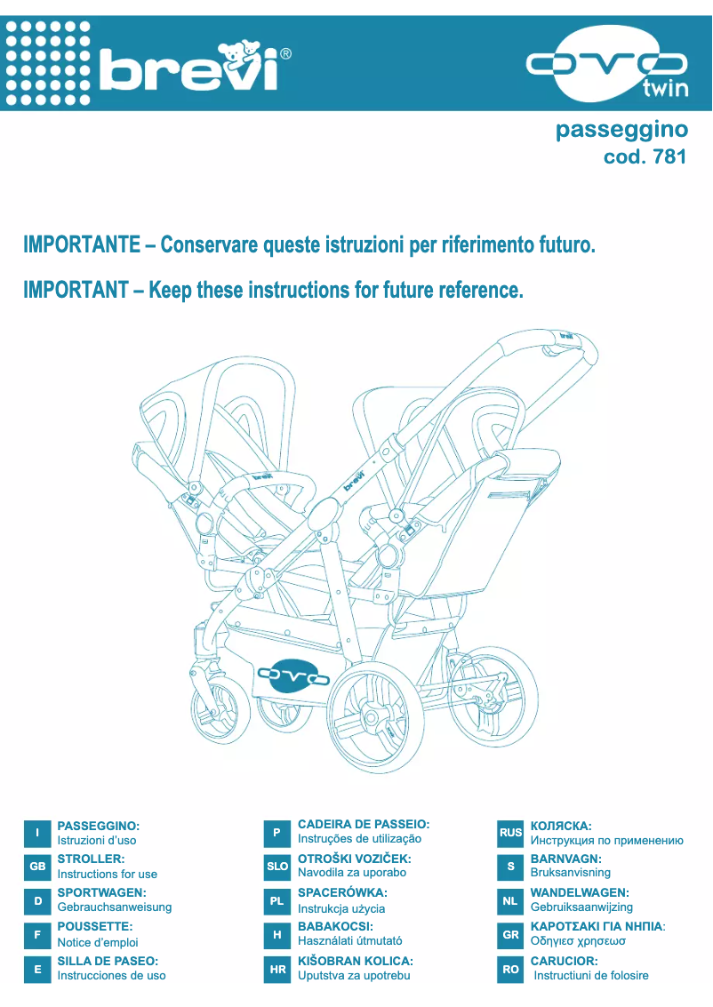 Image de la première page du manuel de l'appareil Navicella Ovo Twin 258