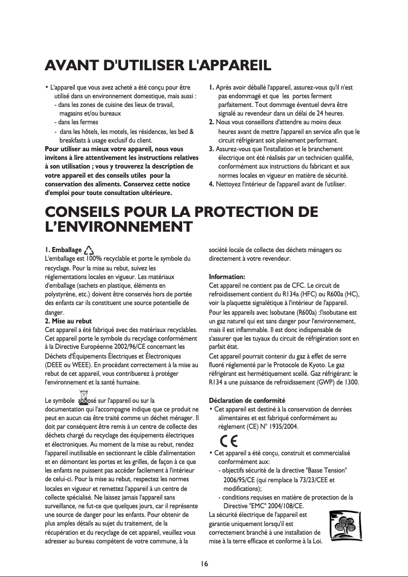 Page 1 de la notice Manuel utilisateur Whirlpool WBE3323 A+NFWF