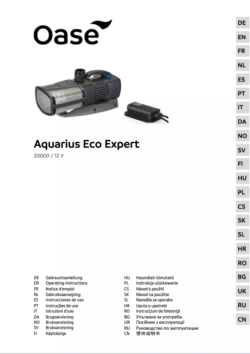 Image de la première page du manuel de l'appareil Aquarius Eco Expert 20000 / 12V