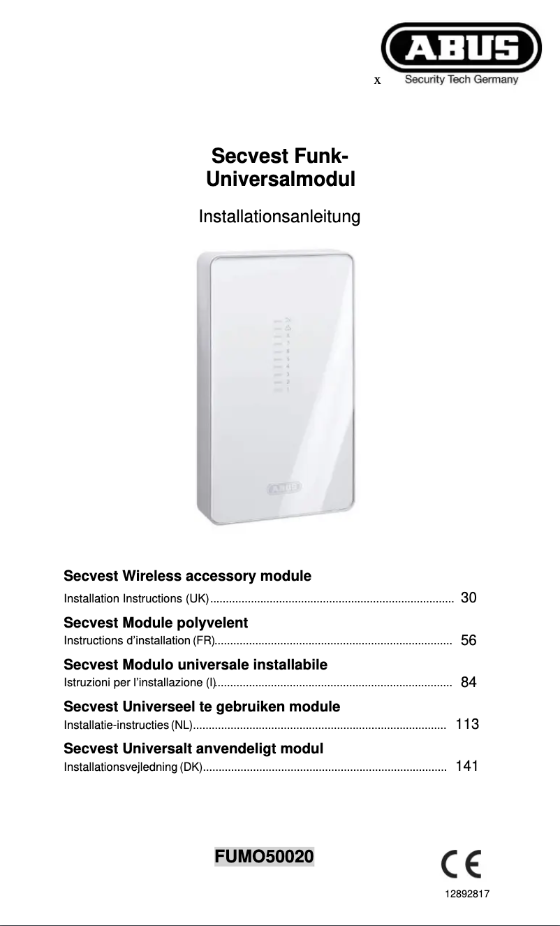 Page 1 de la notice Guide d'installation Abus FUMO50020