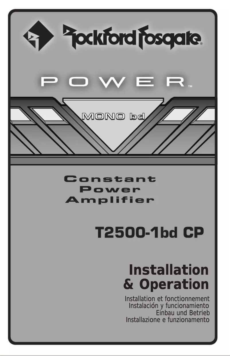 Page 1 de la notice Manuel d'utilisation et d'entretien Rockford Fosgate Power T2500-1bdCP