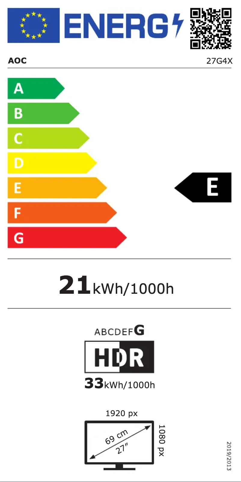 Page n°1 - Label énergétique AOC 27G4
