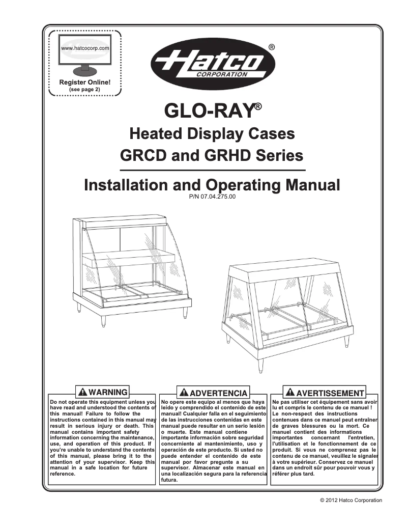 Page n°1 - Manuel utilisateur Hatco GRHDH-4PD