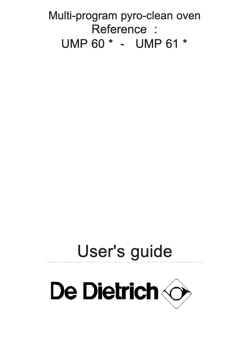 Página 1 del manual Manual de usuario De Dietrich UMP 60