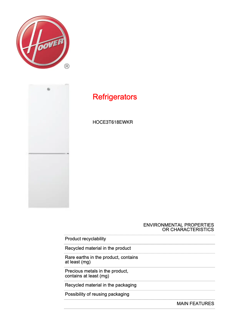 Image de la première page du manuel de l'appareil HOCE3T618EWKR