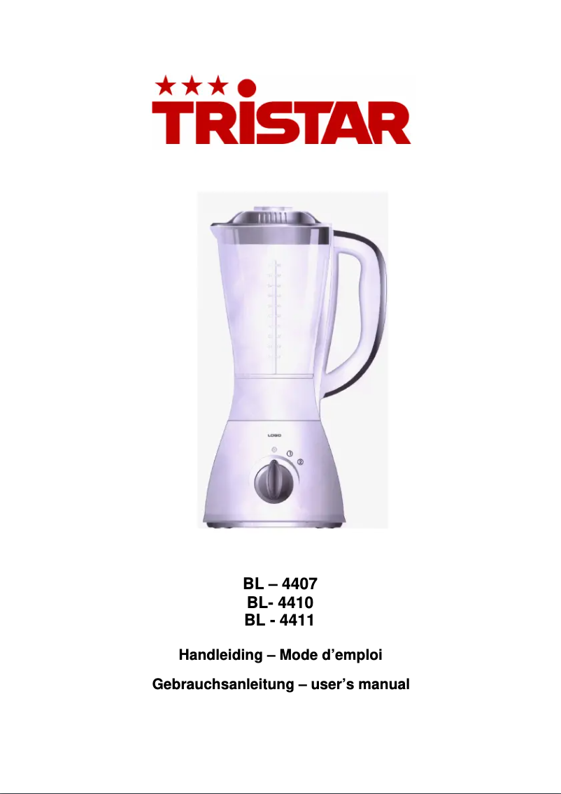Page n°1 - Manuel utilisateur TriStar BL-4410