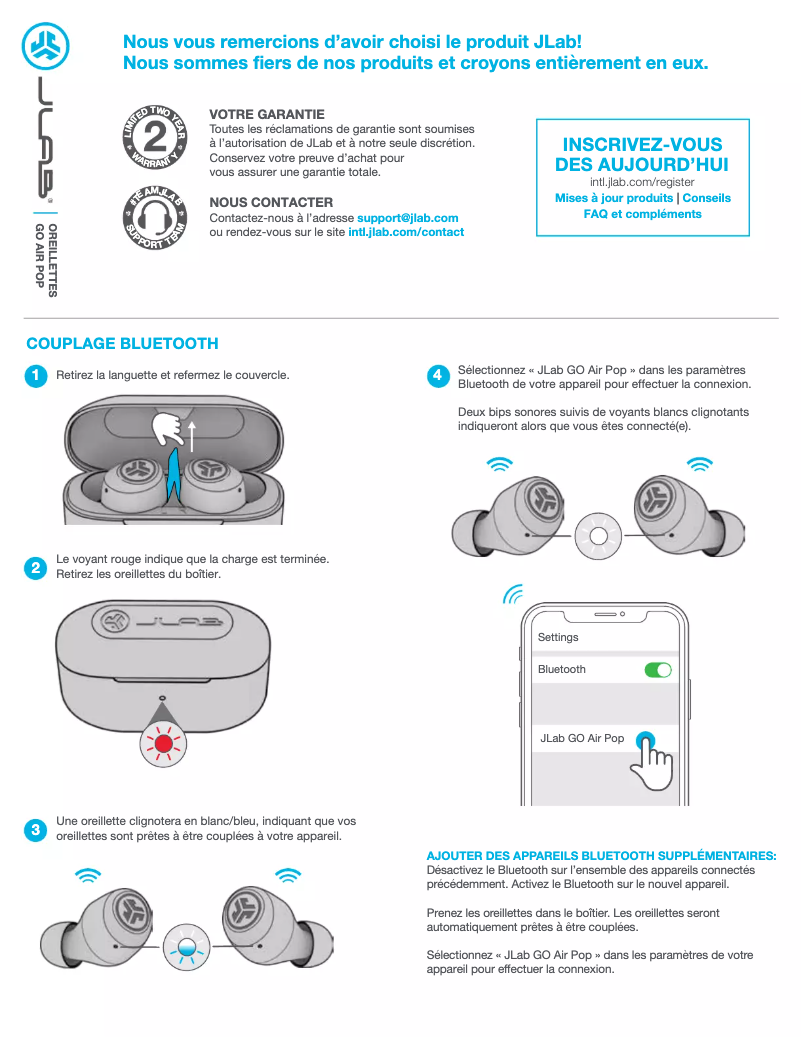 Page n°1 - Manuel utilisateur JLab GO Air POP