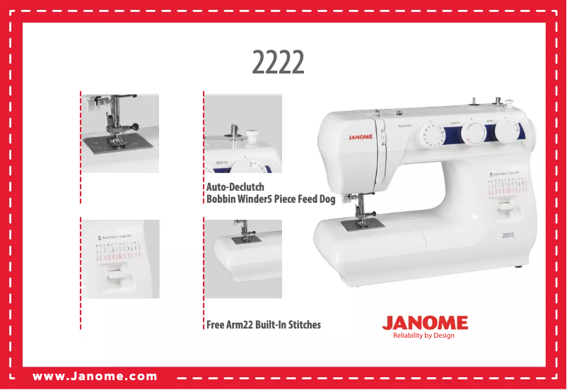Page 1 de la notice Fiche technique Janome 2222