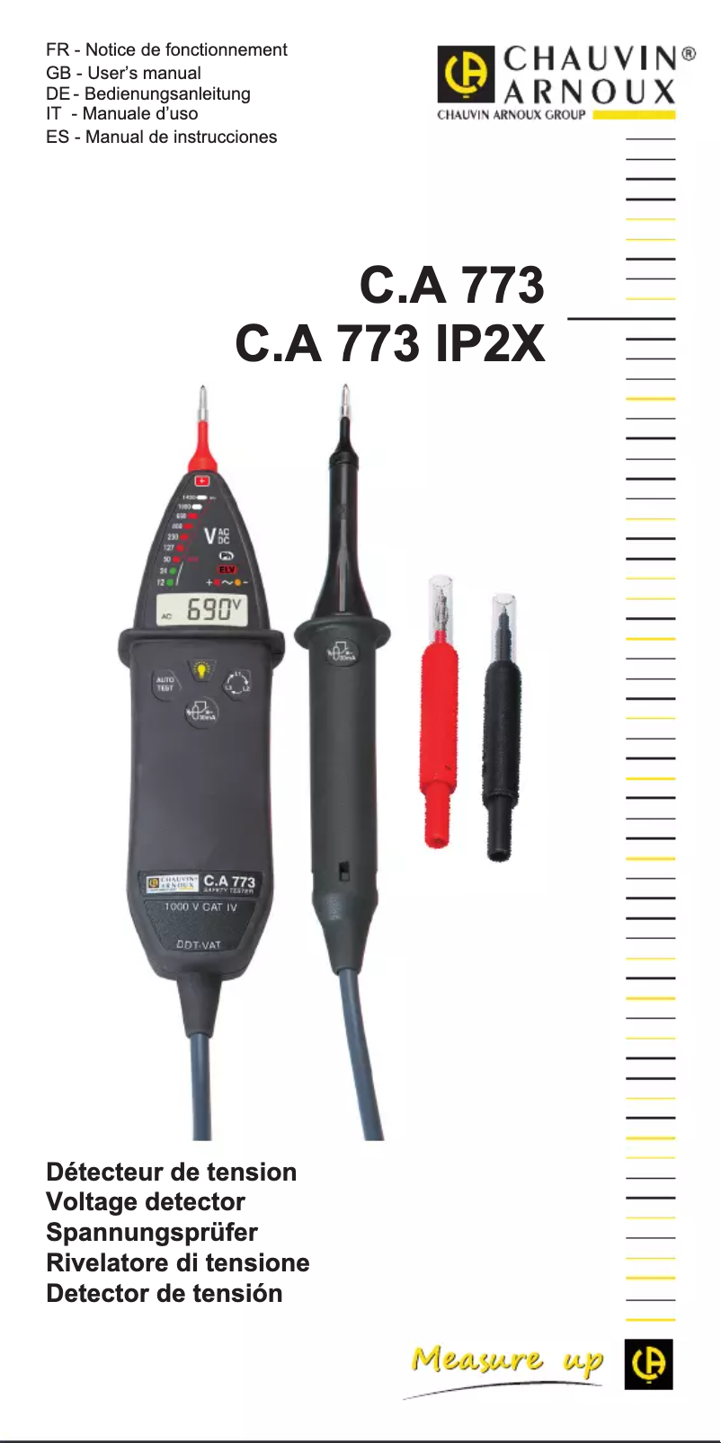 Page 1 de la notice Manuel utilisateur Chauvin Arnoux C.A 773