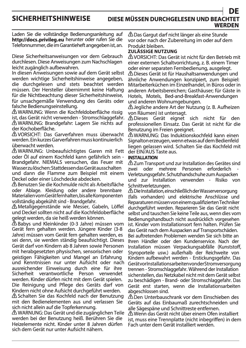 Page n°1 - Manuel utilisateur Privileg PB 27S60 AL
