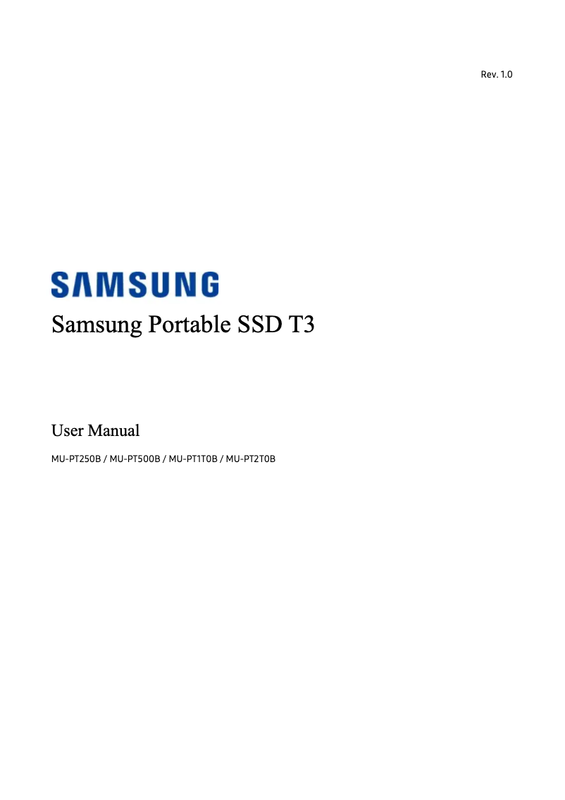 Page 1 de la notice Manuel utilisateur Samsung T3