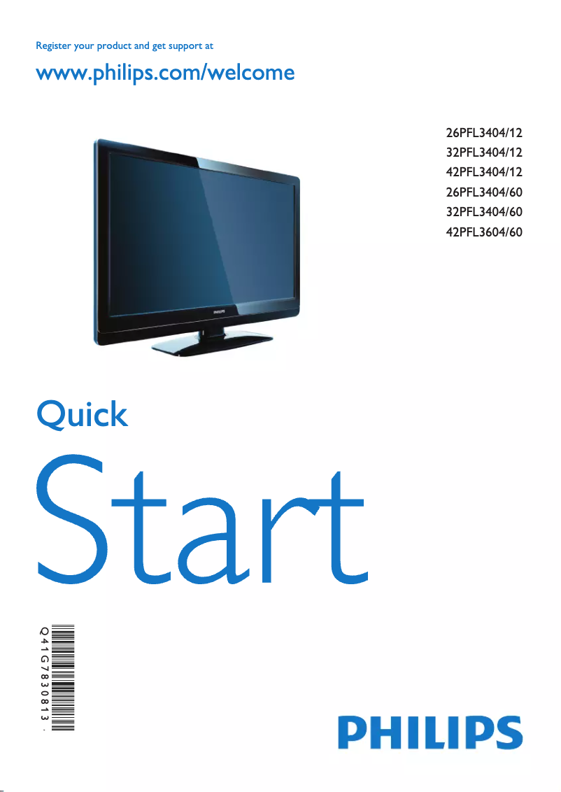 Page 1 de la notice Guide de démarrage rapide Philips 26PFL3404