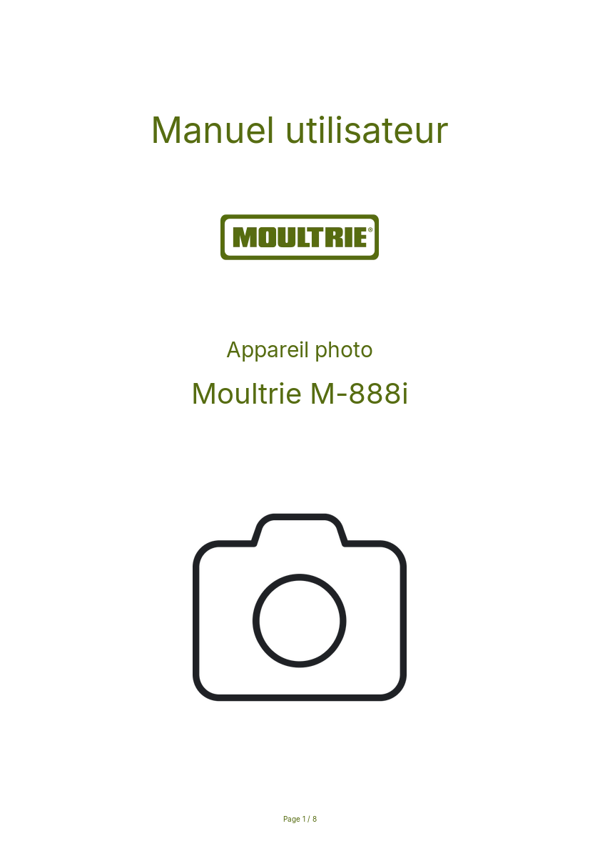Page n°1 - Manuel utilisateur Moultrie M-888i